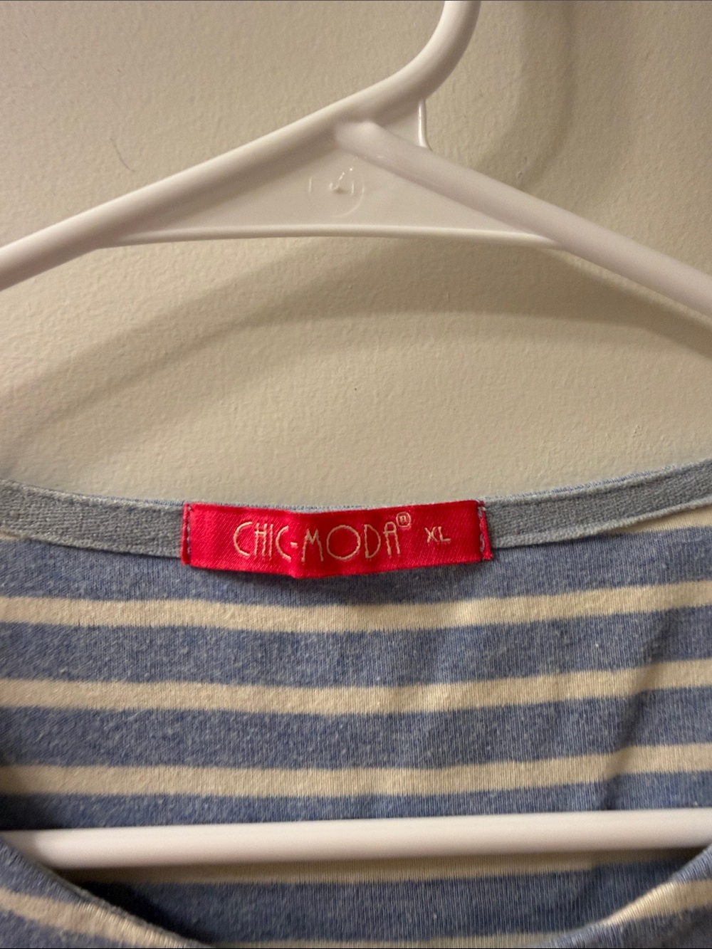 Chico's Blue and White Striped Short Sleeve Tee - Picture 7 of 8
